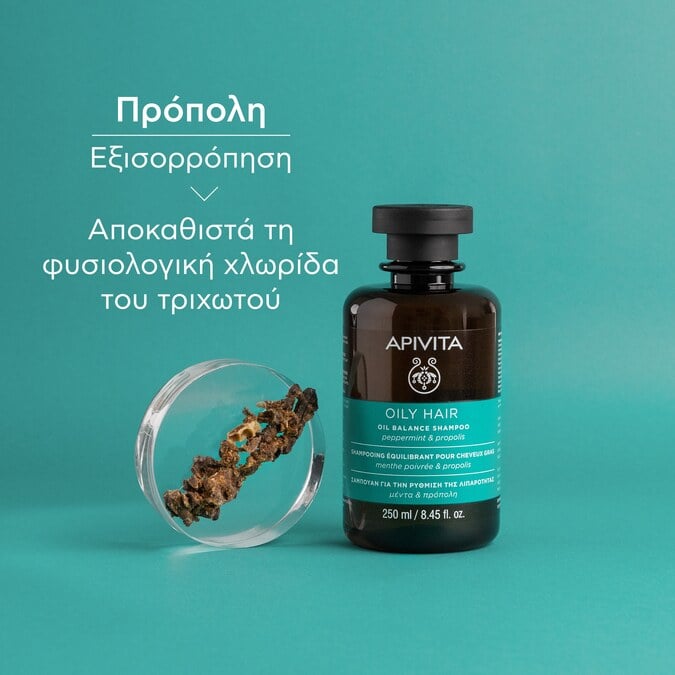 APIVITA - Σαμπουάν για τη Ρύθμιση της Λιπαρότητας με Μέντα & Πρόπολη - 250ml